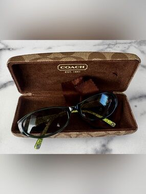 Coach Green Frame Sunglasses with Green Temple Accents
